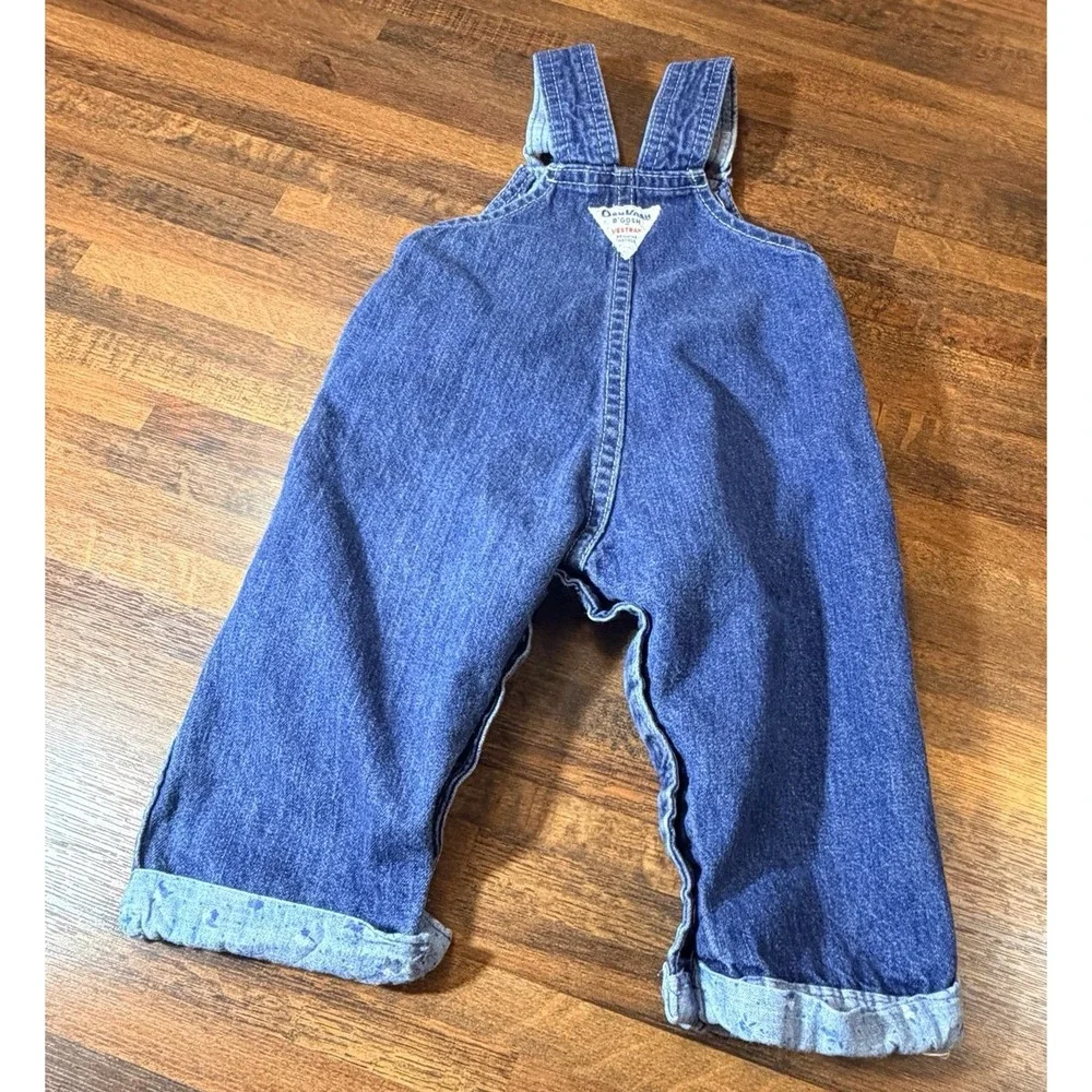 Vintage Osh Kosh B'gosh girls denim overalls with flower detailing sz 6/9 months